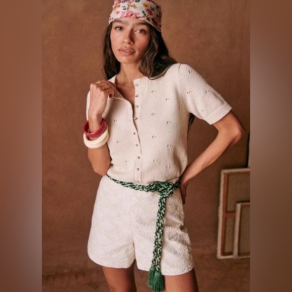 NWT Sezane Elisou Shorts, 10/42, Embroidered Ecru - Picture 3 of 3